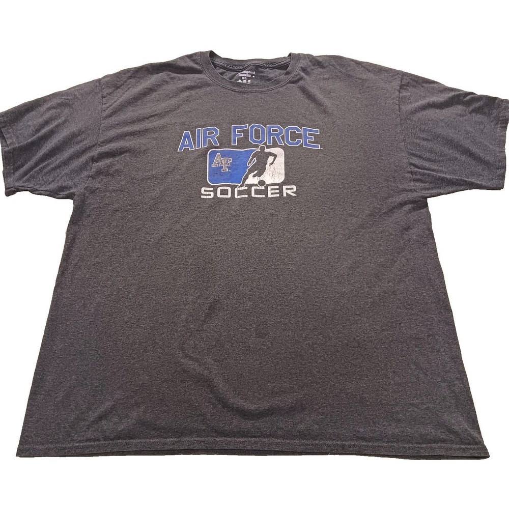 Champion Mens Air Force Soccer T-Shirt 2XL Gray Heather Short Sleeve Graphic Tee
